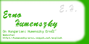 erno humenszky business card